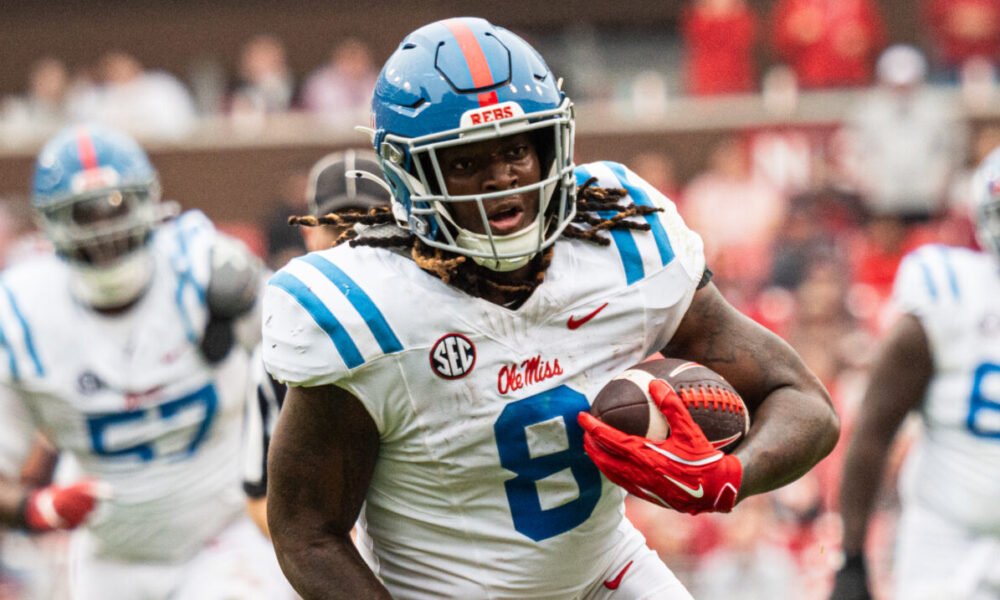 Ole Miss Rebels tight end Dae'Quan Wright during a game against the Arkansas Razorbacks in Fayetteville, Ark.