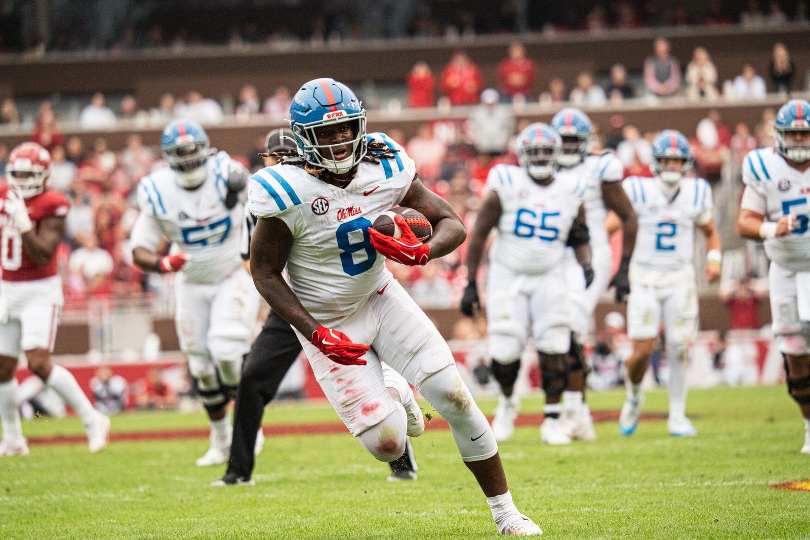 arkansasvsolemiss-187 Ole Miss Rebels tight end Dae'Quan Wright during a game against the Arkansas Razorbacks in Fayetteville, Ark.
